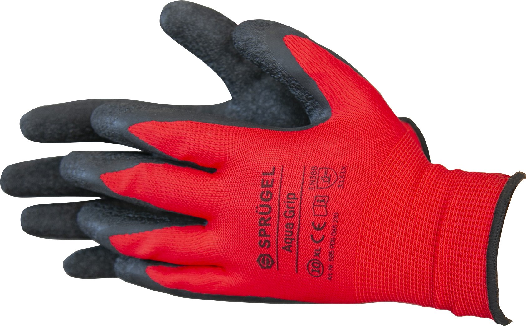 Rote Aqua Grip Schutzhandschuhe für Arbeiten bei Nässe