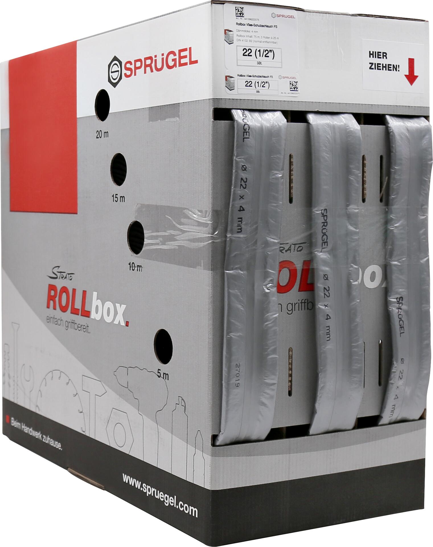 ROLLBOX Vlies FS 50 / 25 m 22 / 28 mm 1/2" / 3/4" /Box