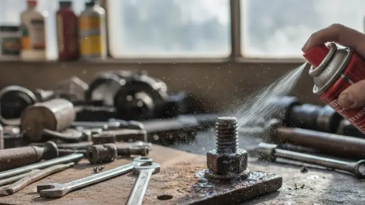 Rostlöser im Einsatz an einer Mutter