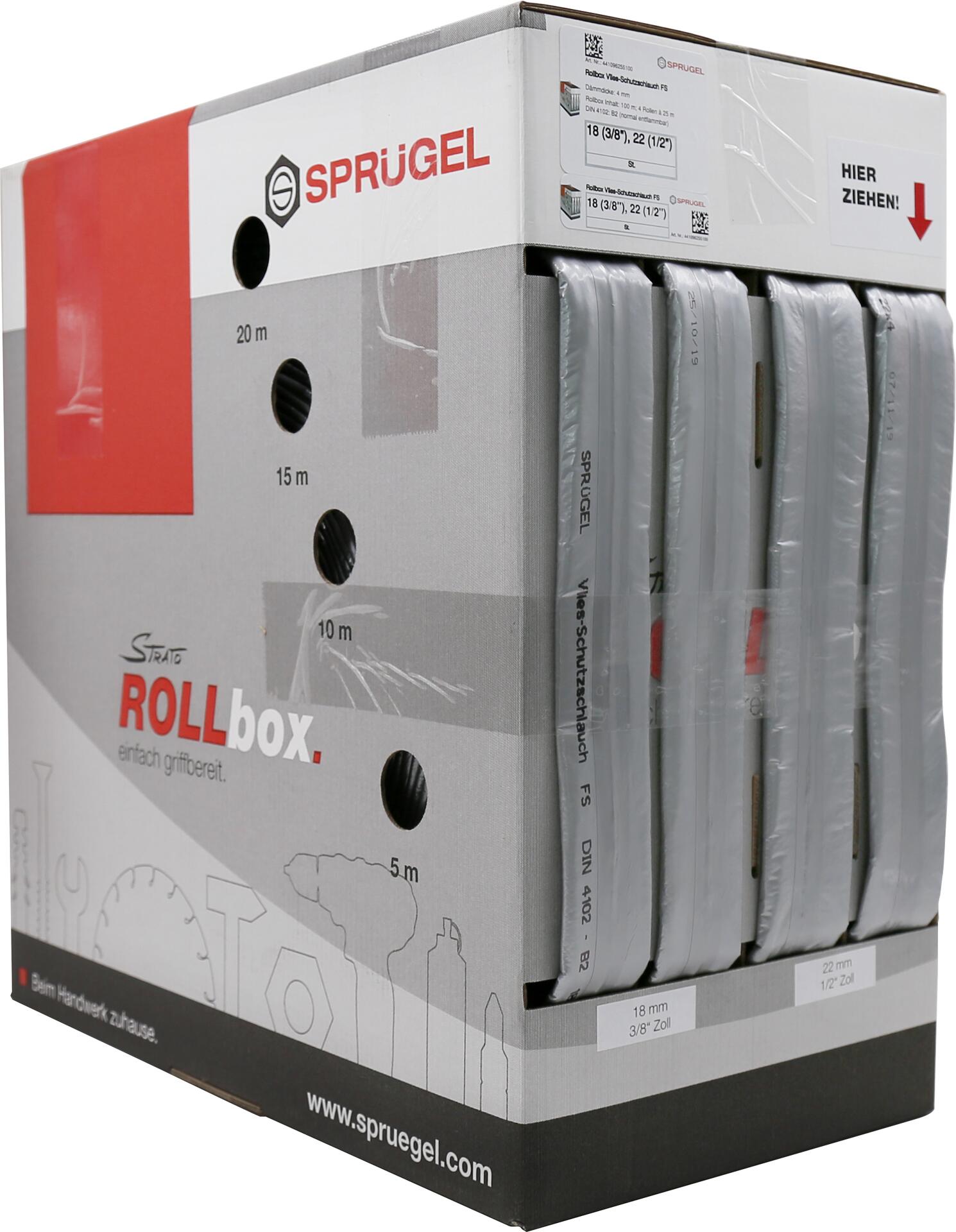 ROLLBOX Vlies FS 50 / 25 m 22 / 28 mm 1/2" / 3/4" /Box