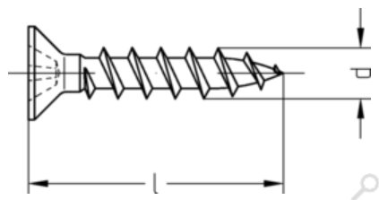 Fensterbauschraube mit Senkkopf-H 4,0 x 25 mm, Wendelspitze, Spezialgewinde