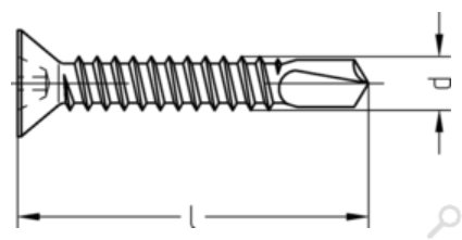 Fensterbauschraube mit Senkkopf-H 3,9 x 16 mm, Bohrspitze