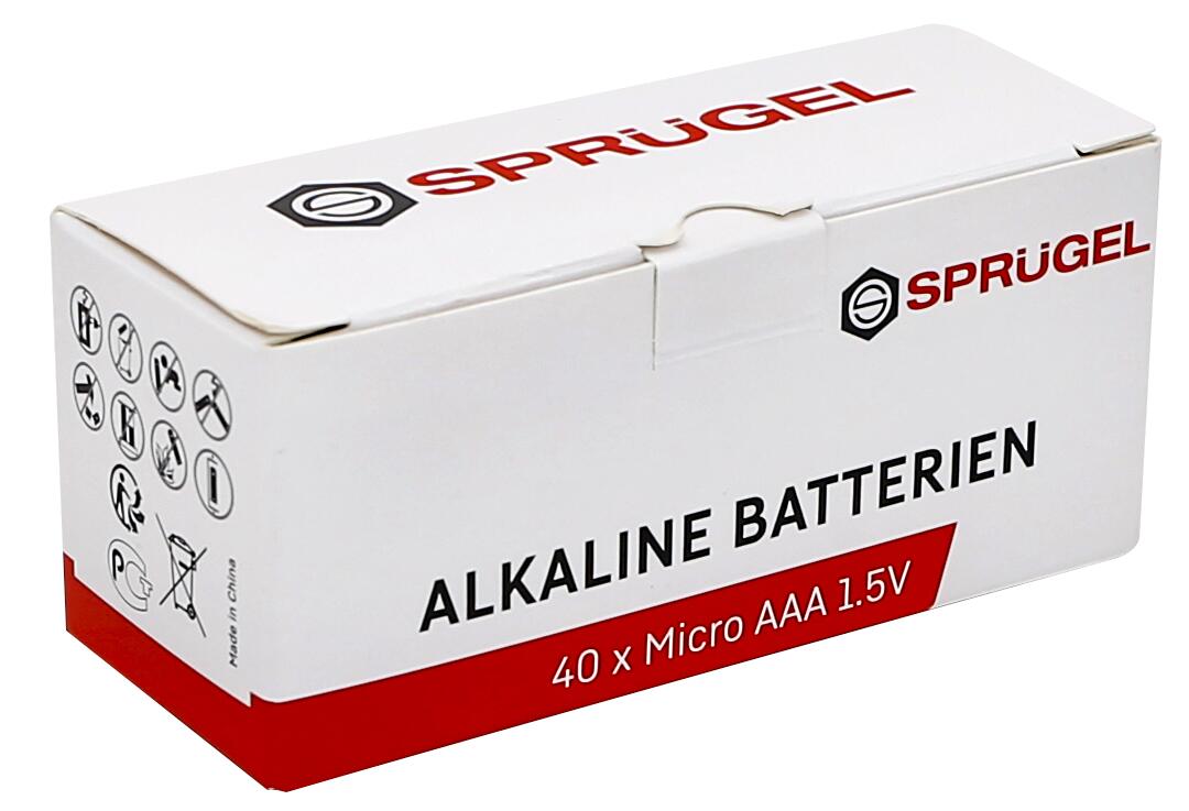 SPRÜGEL ALKALINE BATTERIEN Micro AAA, 40-er Box