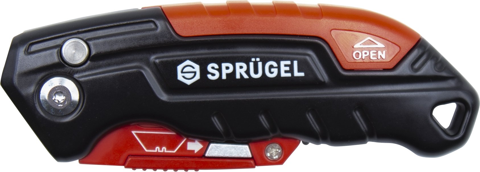 Sprügel Trapezklingenmesser rot schwarz zugeklappt