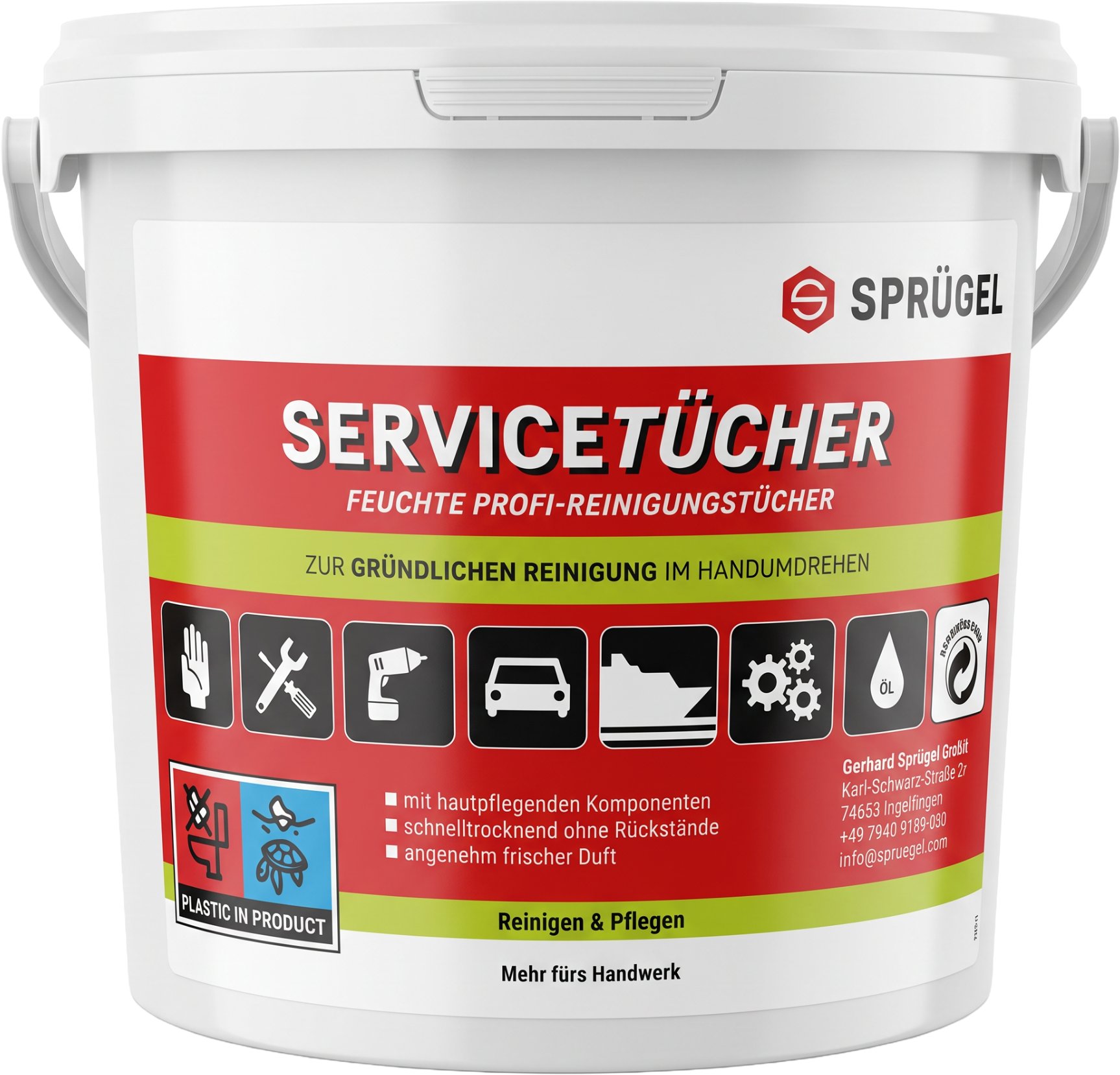 Profi-Feuchttücher 25 x 25 cm 72 Tücher /Eimer