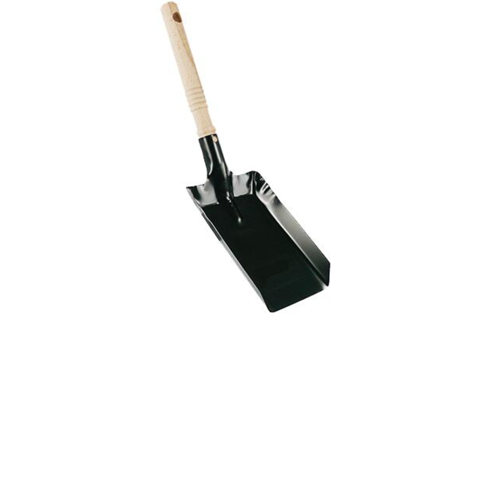 Kohlenschaufel schwarz lackiert mit Holzgriff
