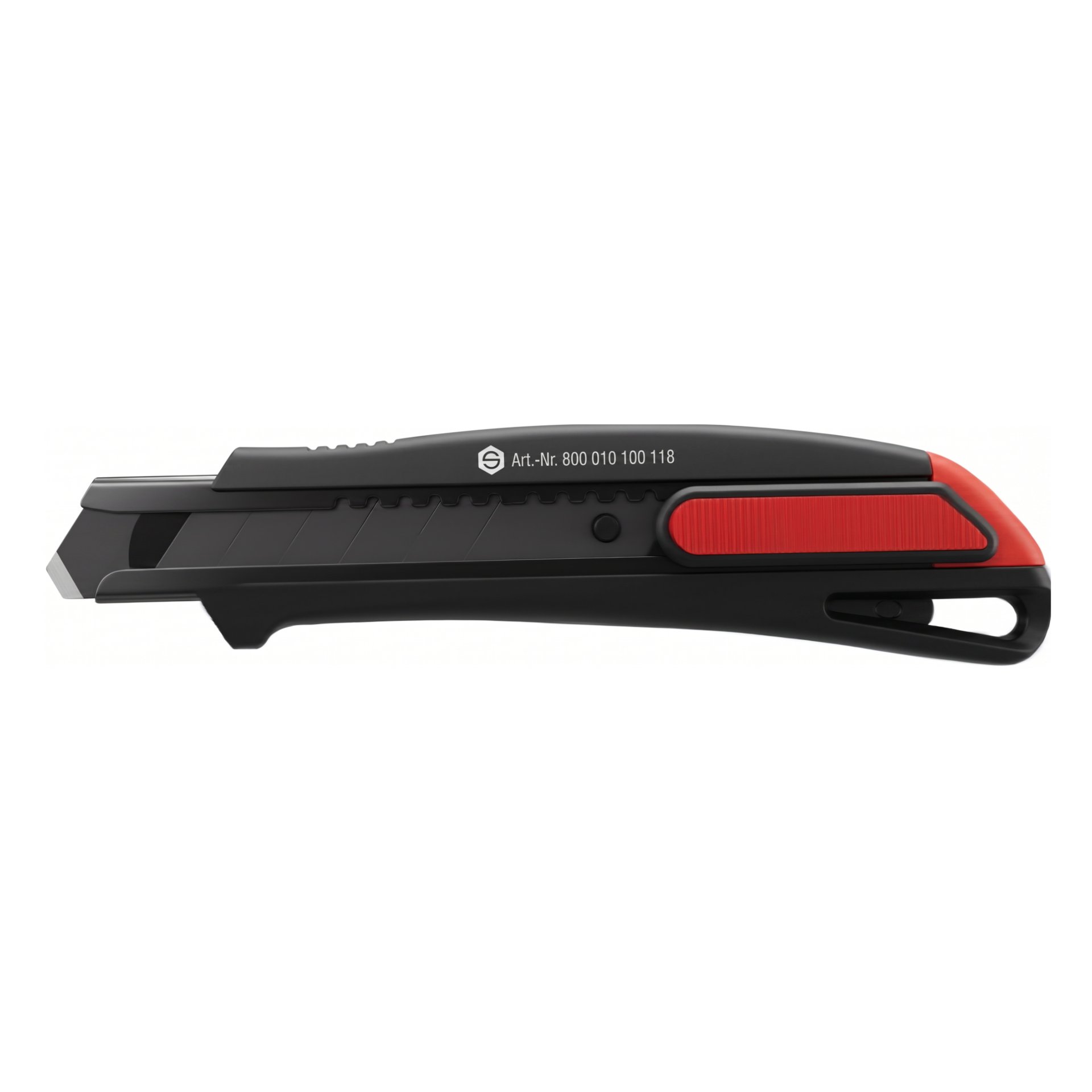Sprügel Cuttermesser 2K Black Comfort 18 mm rot schwarz Vorderseite