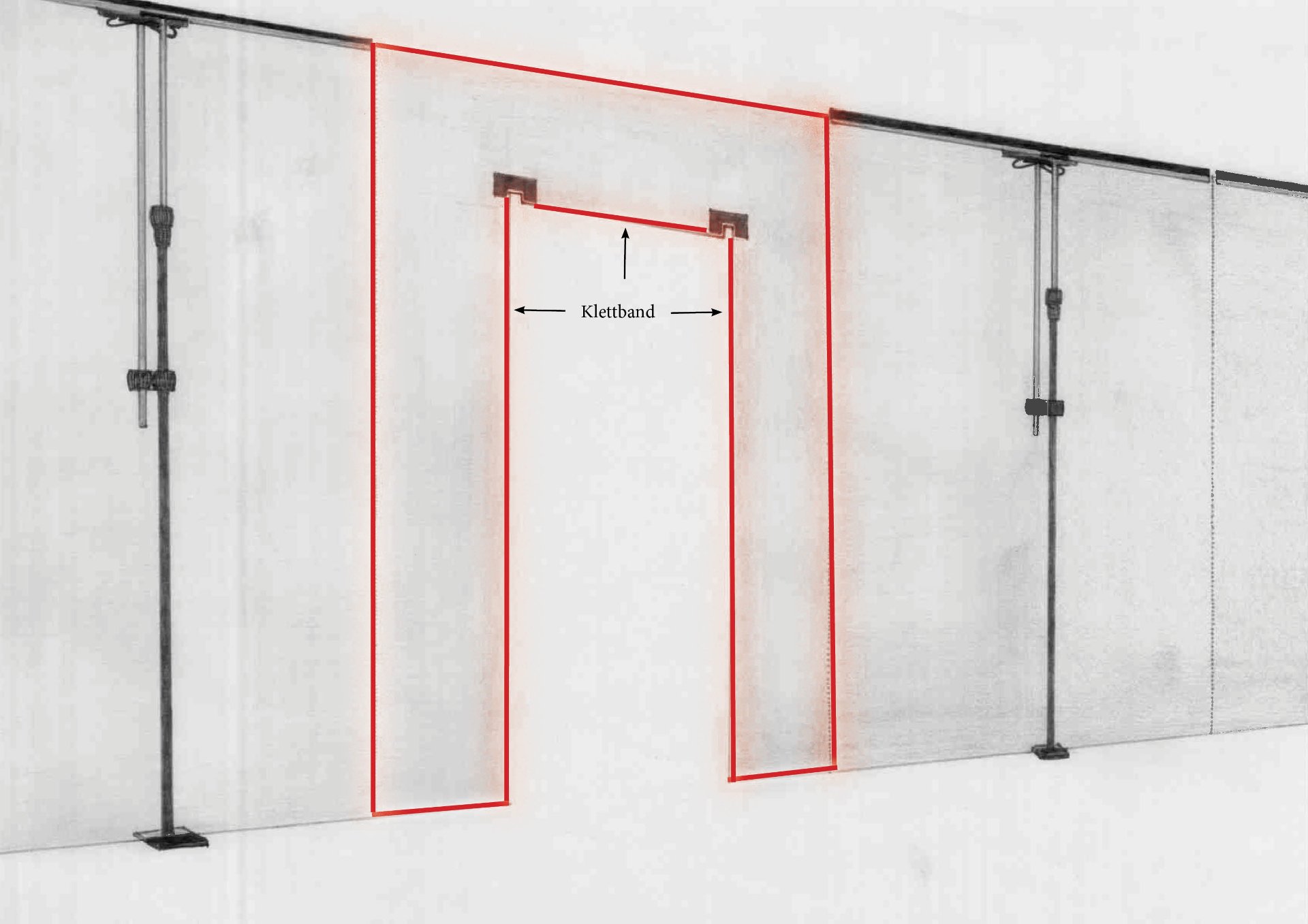 Barrierevlies für Pendel-Staubschutztür