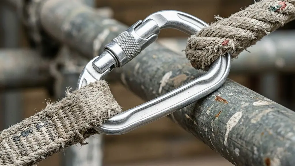 Karabinerhaken Haltekonstrukt