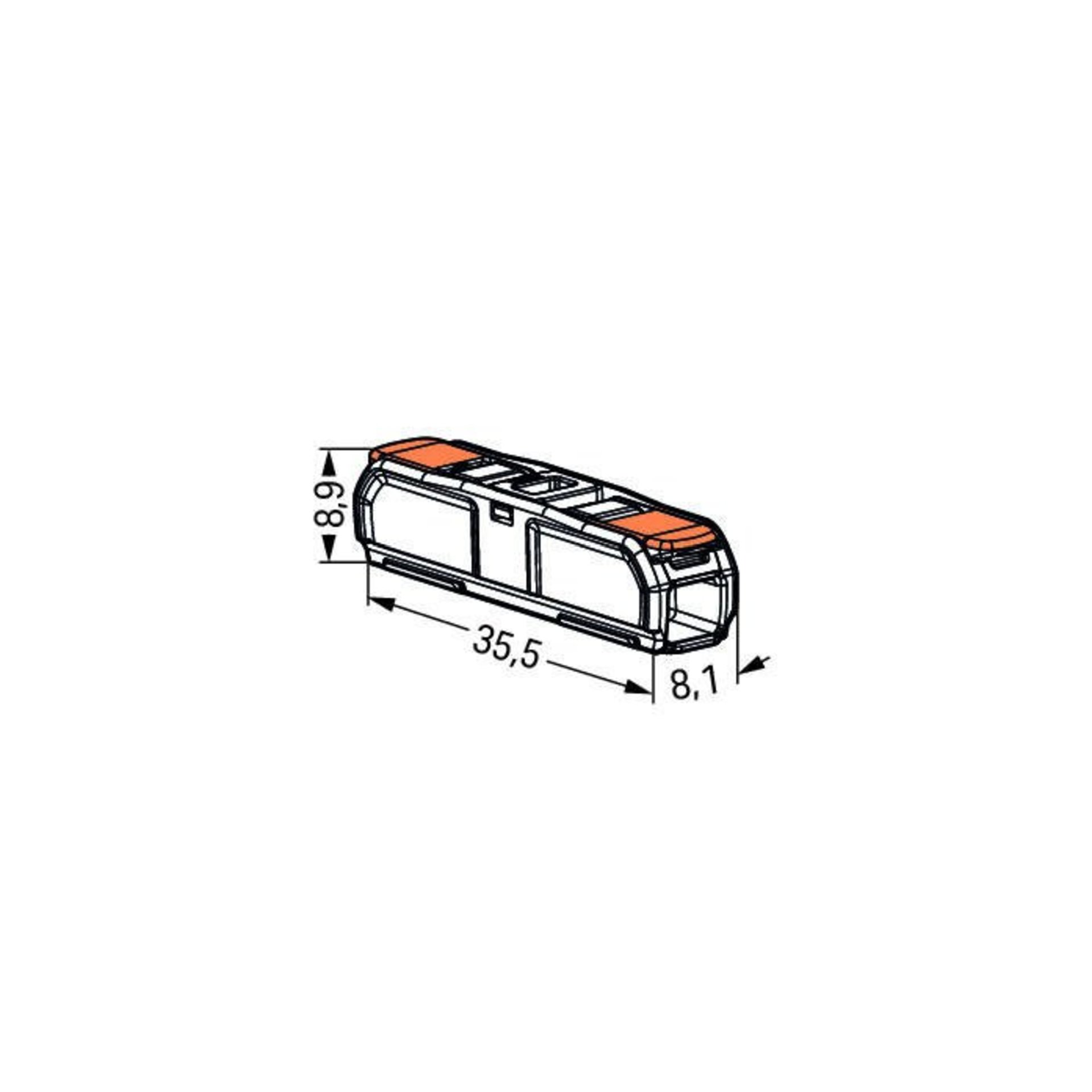 Produktbild WAGO Durchgangsverbinder mit Hebel für alle Leiterarten bis 4 qmm # 221-2411