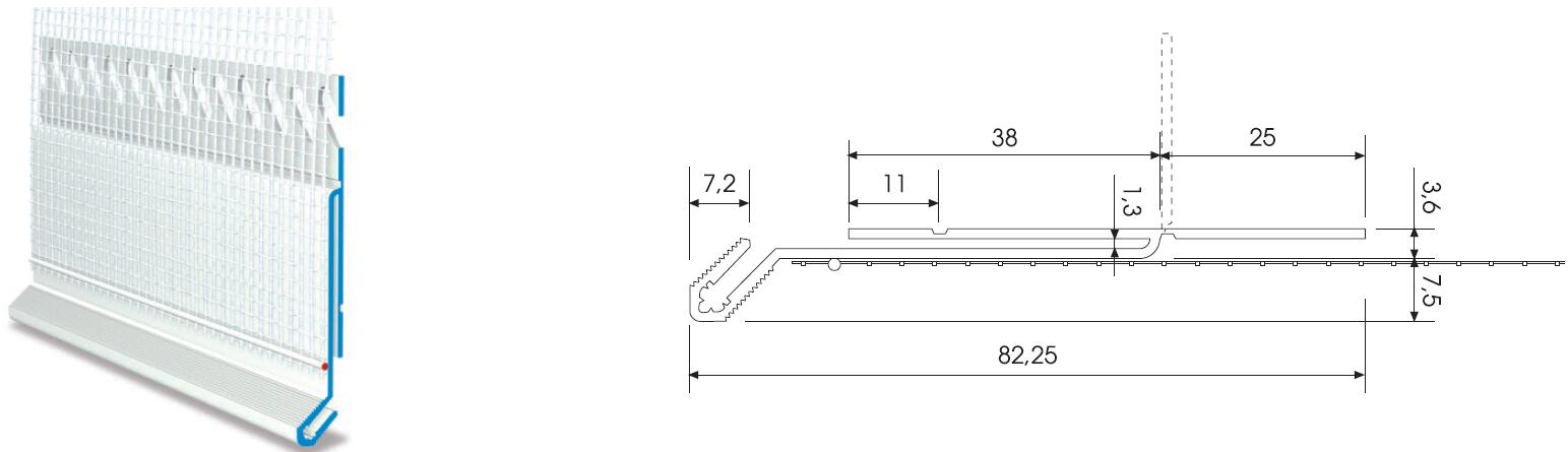 Blechanschlussprofil 2 m mit Putzgewebe / meter