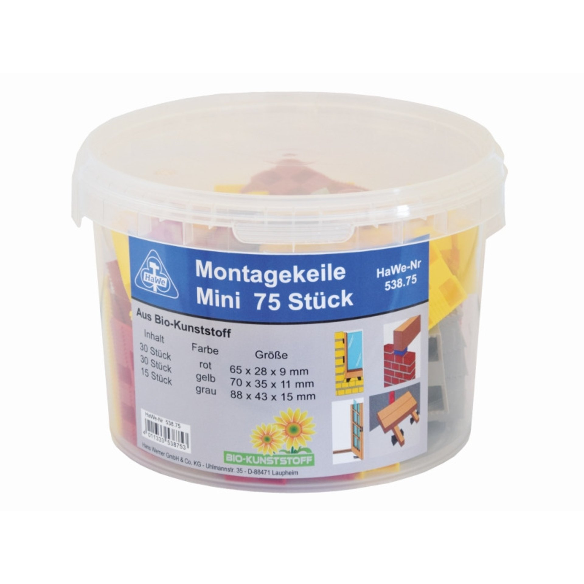 Montagekeile Sortiment 120 St. gemischt im Eimer