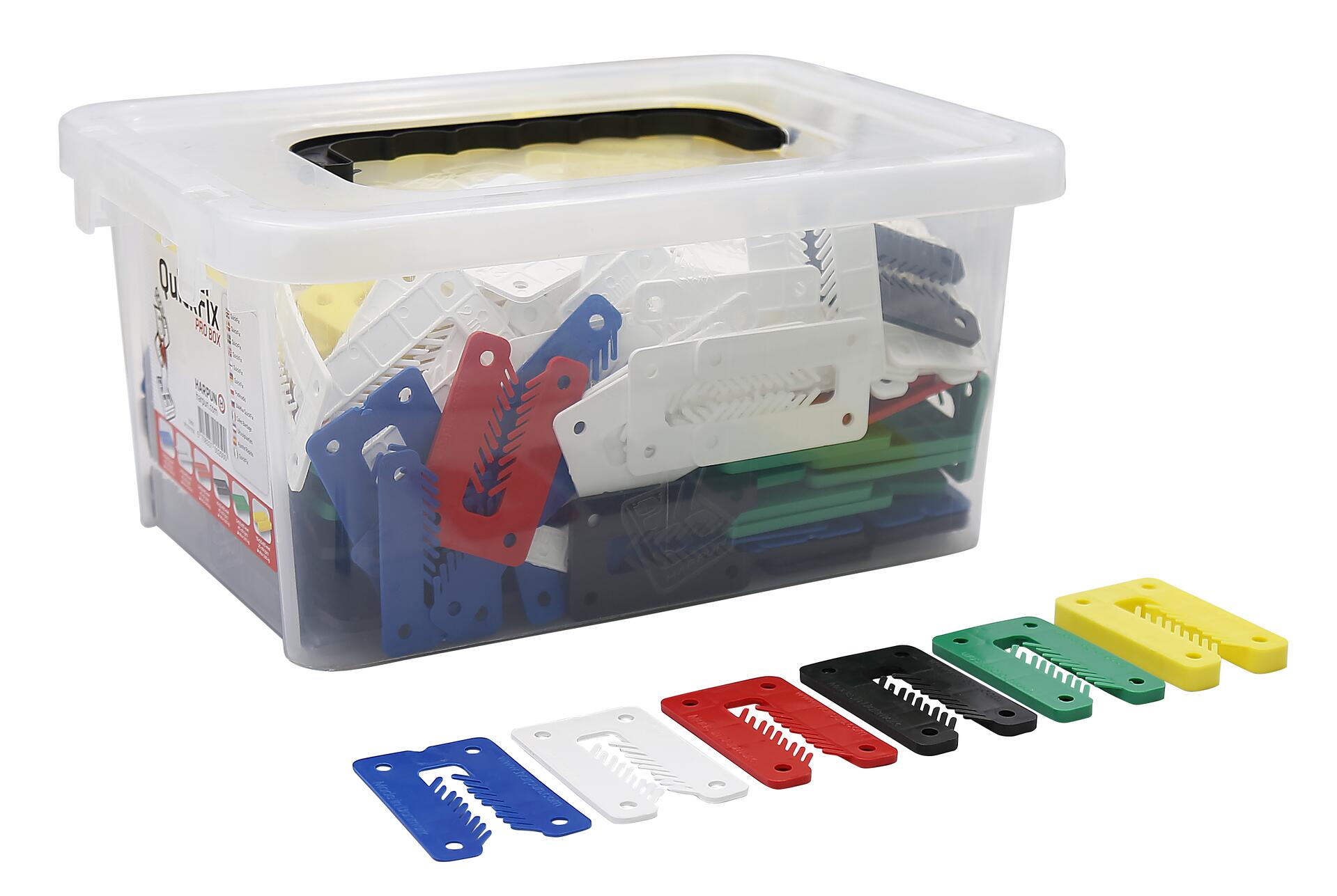 Misch-Box Justierklötze 80x50 mm mit Schlitz 250 Stück; Höhen 1-2-3-4-5-10 mm