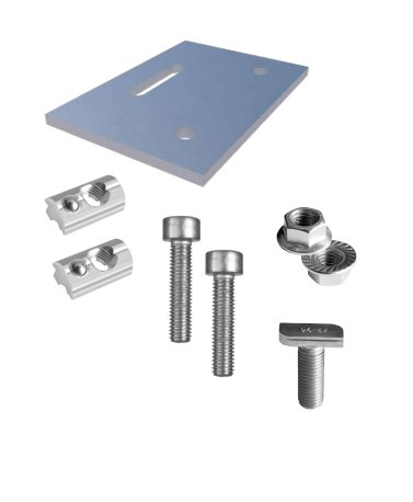 Kreuzverbinder-Set für Montageprofile 115 x 80 x 4 mm, Edelstahl