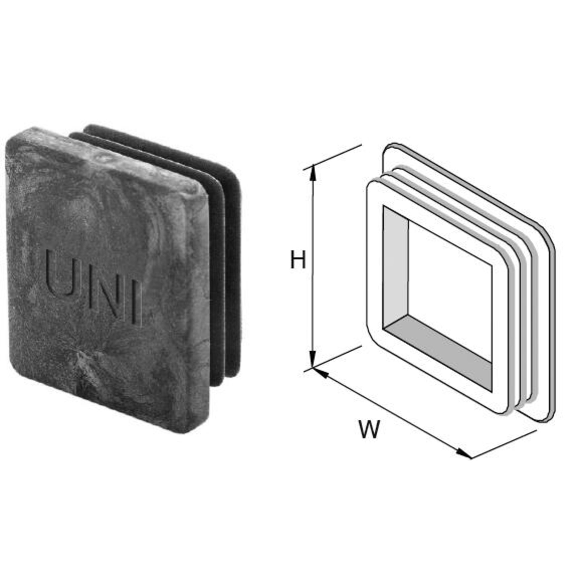 UNI 1 SCHIENEN - ENDABDECKUN FÜR SCHIENEN 30x15 MM/SCHWAR