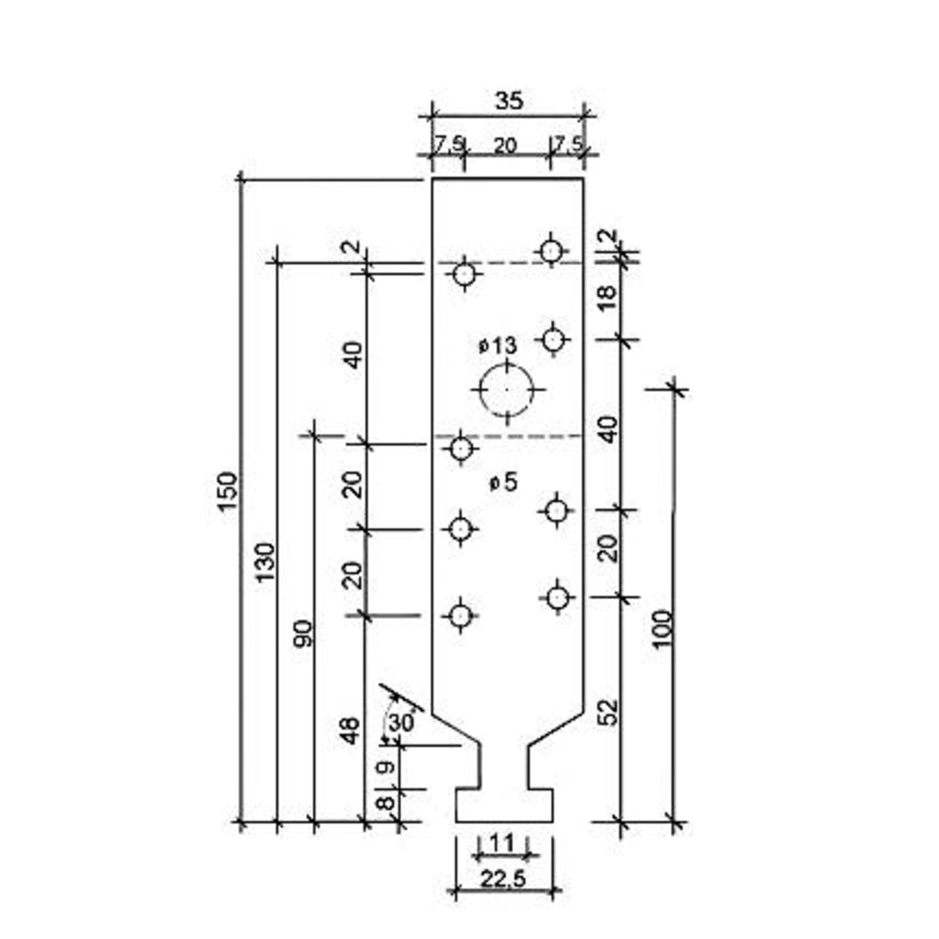 Halfenanker (Kletten) 130x11 für Halfenschienen 28/15
