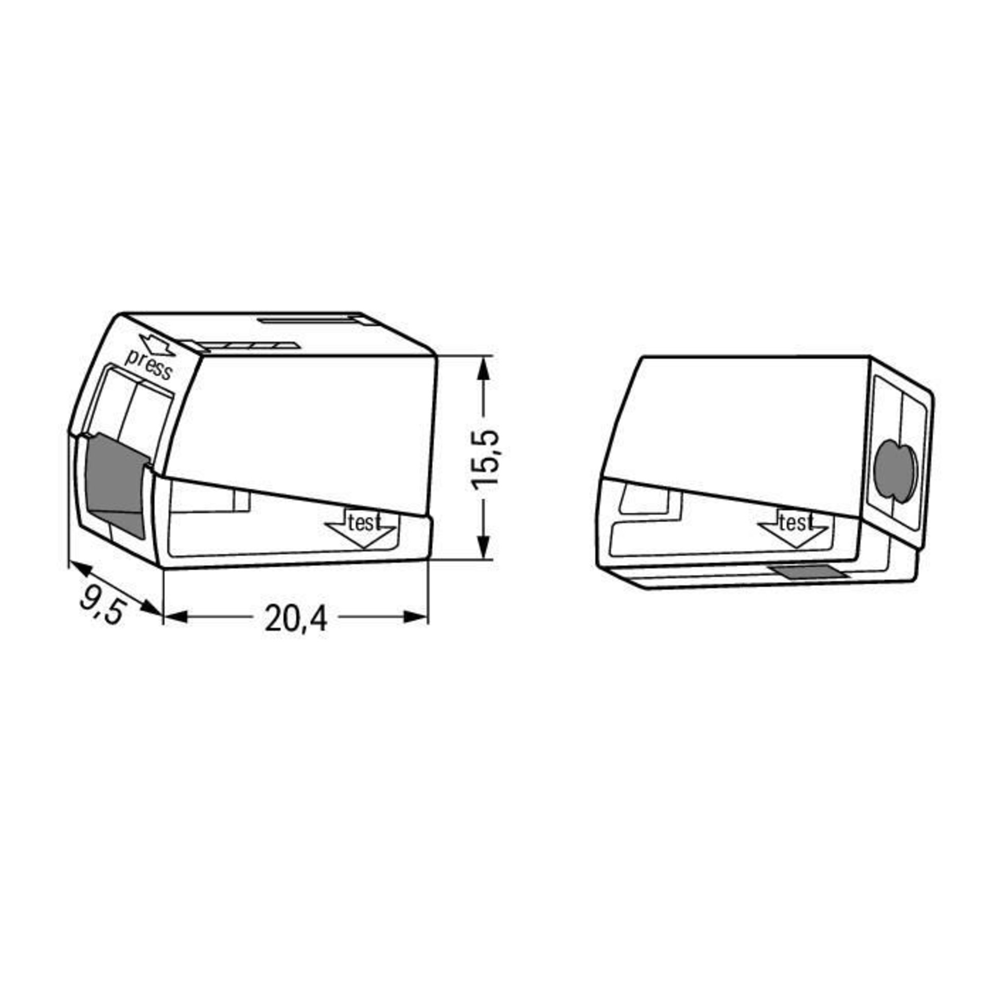 Leuchtenklemme DOPPEL-DECKER 224-112 2x1.0-2.5 > 1x0.5-2.5 WAGO